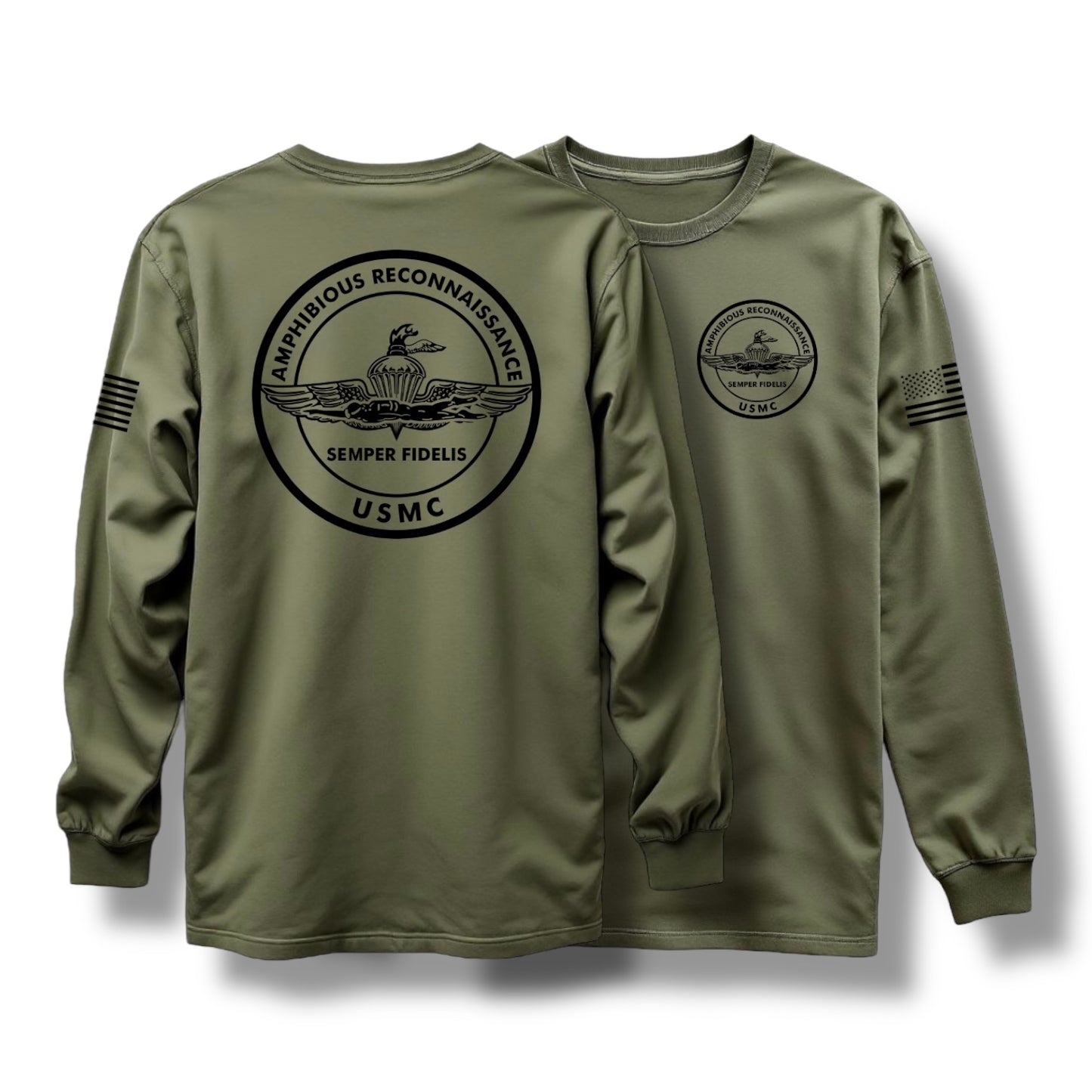 AMPHIB RECON LONG SLEEVE TEE (MIL GREEN)