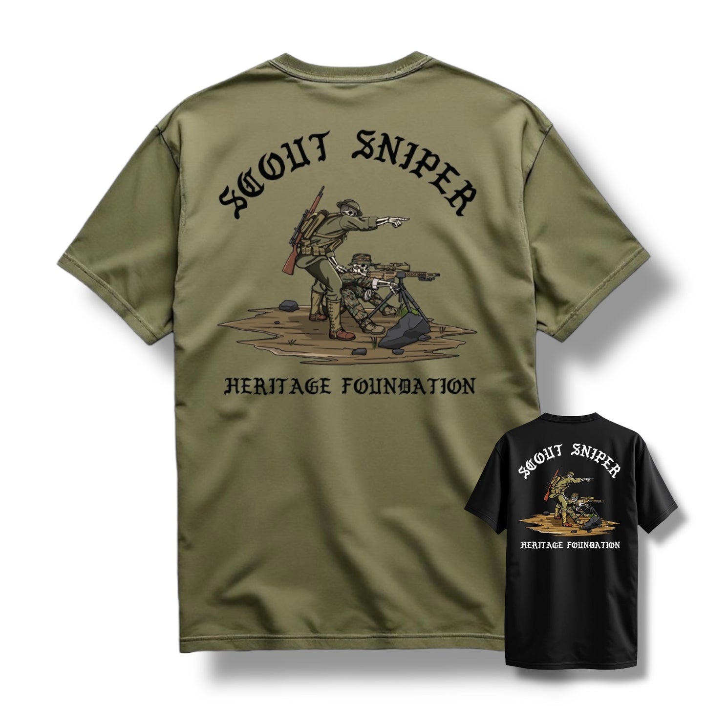 SCOUT SNIPER HERITAGE TEE (BLACK / MIL GREEN)