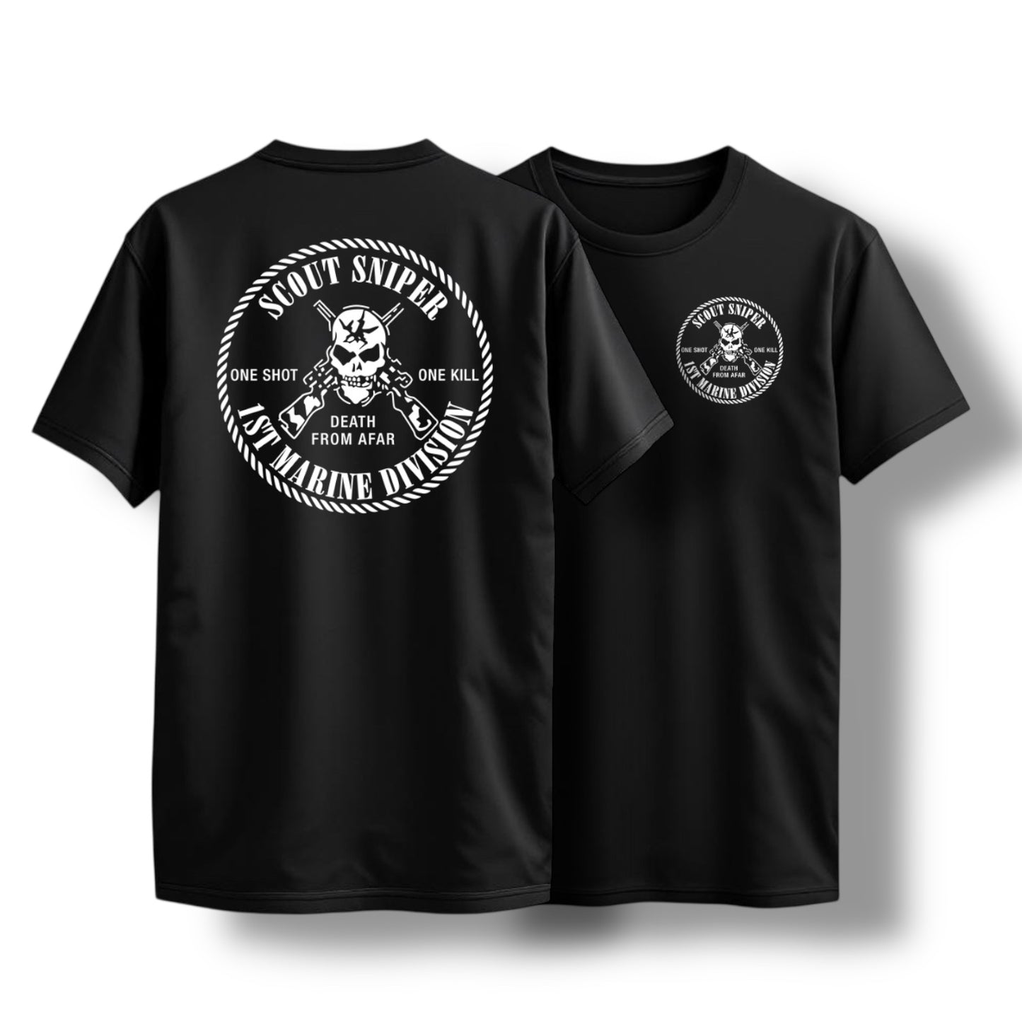 ((PRE-ORDER)) 1ST MAR DIV SCOUT SNIPER TEE (BLACK / MIL GREEN)