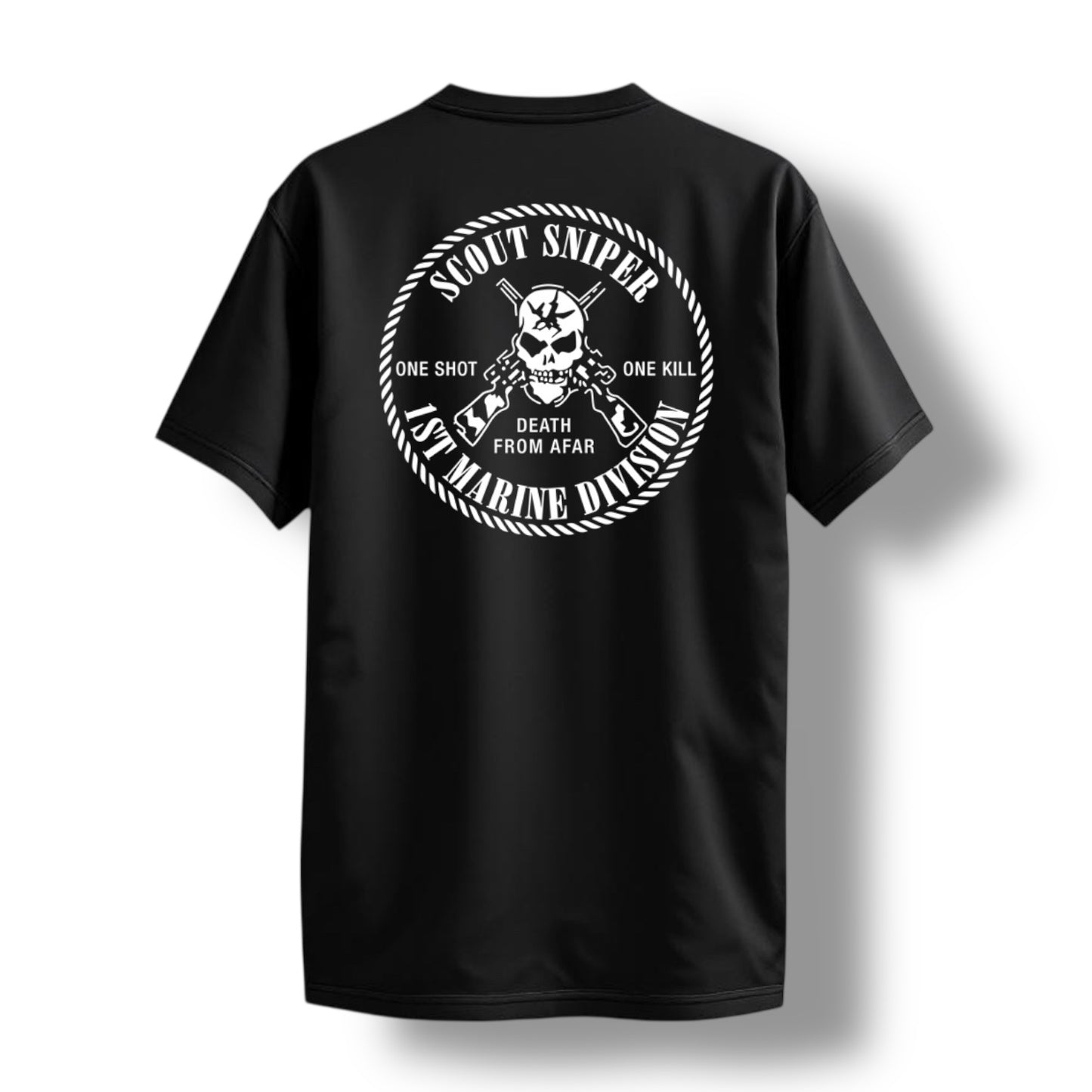 ((PRE-ORDER)) 1ST MAR DIV SCOUT SNIPER TEE (BLACK / MIL GREEN)