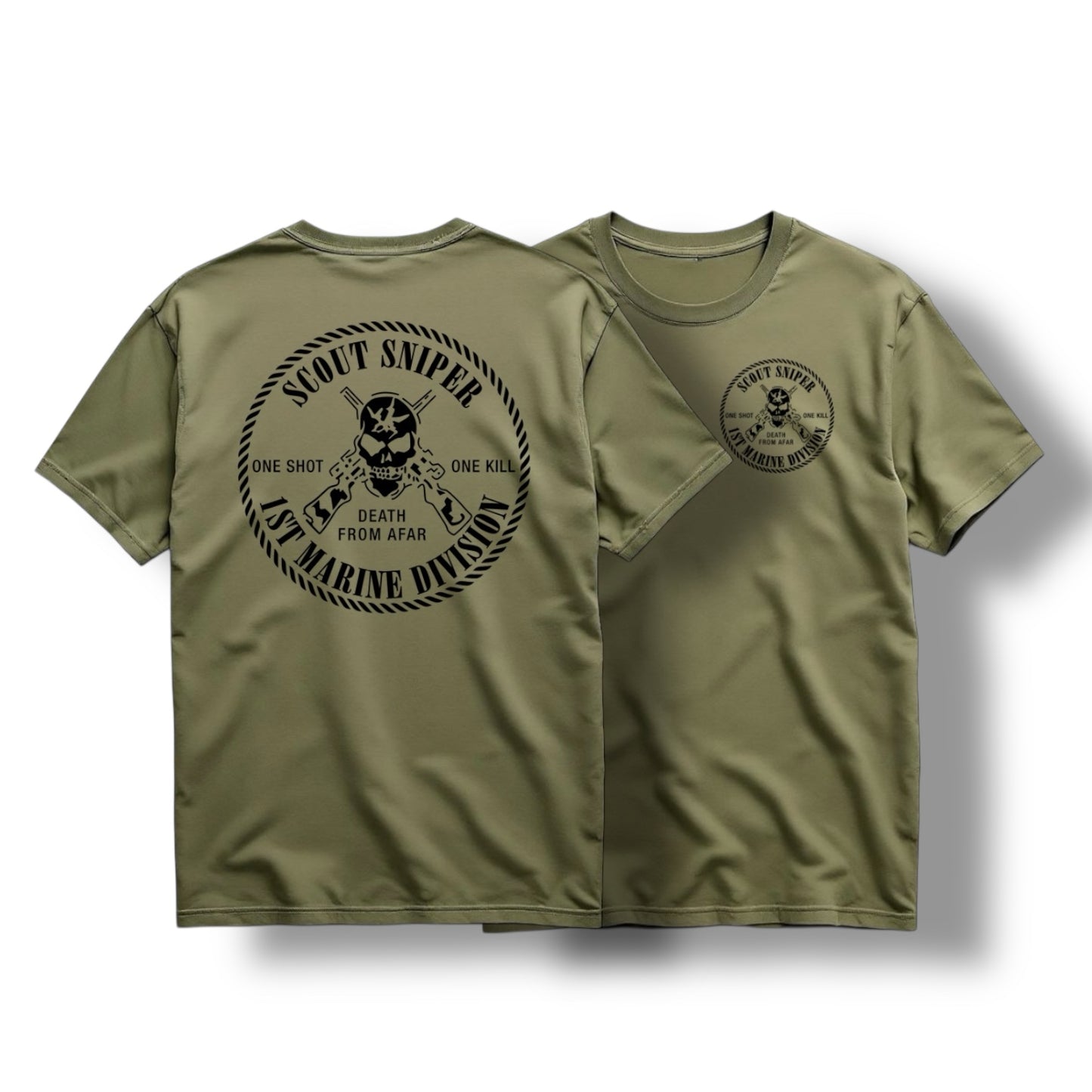 ((PRE-ORDER)) 1ST MAR DIV SCOUT SNIPER TEE (BLACK / MIL GREEN)
