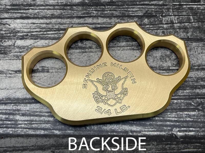 MILSPIN 3/4LB BRASS KNUCKLE F*CK AROUND FIND OUT SOLID BRASS PAPERWEIGHT