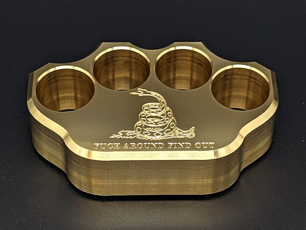 MILSPIN 2LB BRASS KNUCKLE F*CK AROUND FIND OUT PAPERWEIGHT