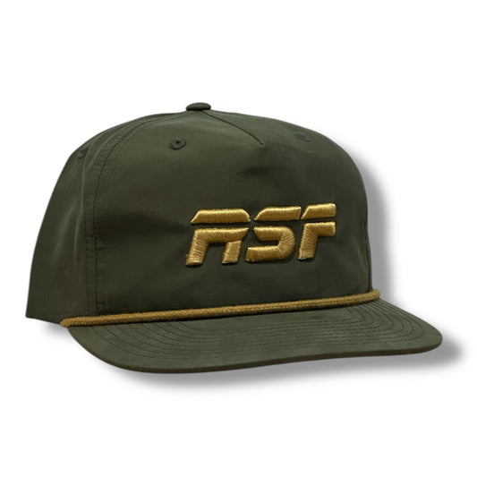 RSF 5 PANEL SNAPBACK (MIL GREEN / GOLD ROPE)