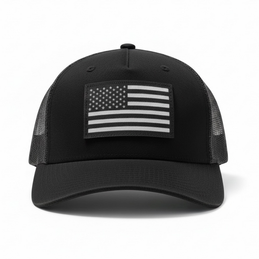 US FLAG VELCRO PATCH HAT (BLACK)