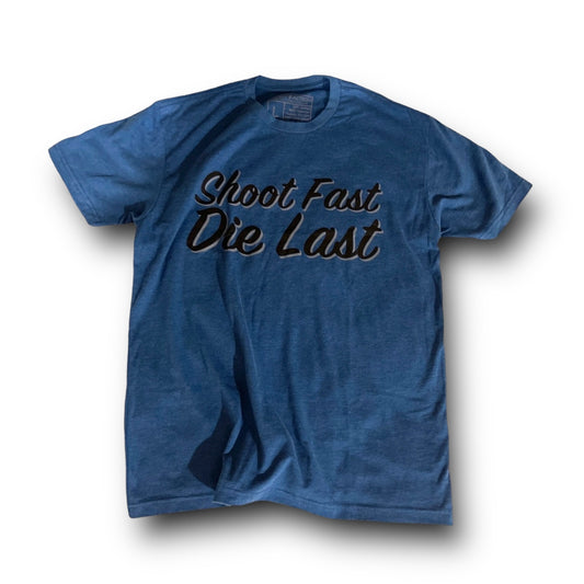 “SHOOT FAST” TEE (HEATHER BLUE)