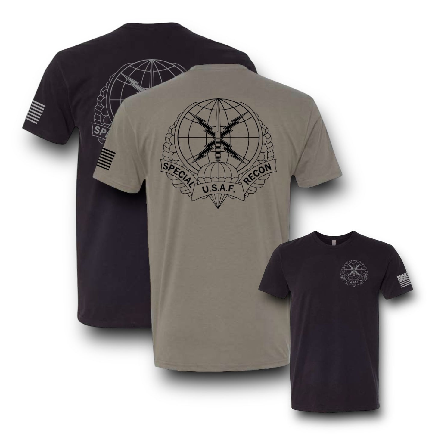 ((PRE-ORDER)) AIR FORCE SPECIAL RECON TEES (BLACK / TAN)