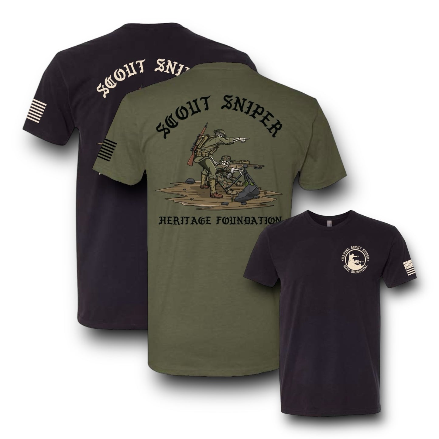 ((PRE-ORDER)) SCOUT SNIPER HERITAGE TEE (BLACK / MIL GREEN)