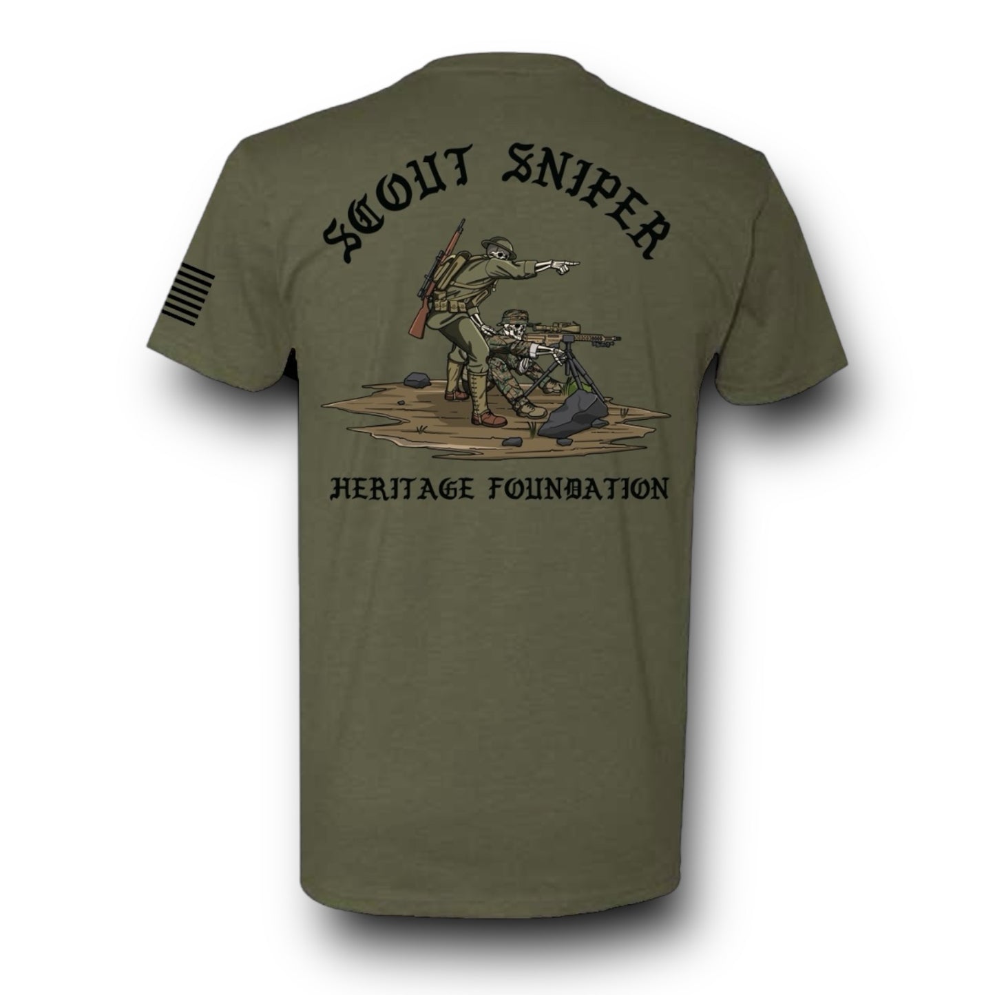 ((PRE-ORDER)) SCOUT SNIPER HERITAGE TEE (BLACK / MIL GREEN)