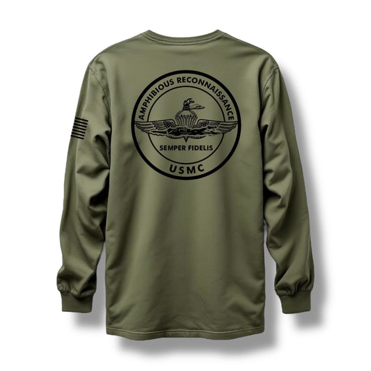 AMPHIB RECON LONG SLEEVE TEE (MIL GREEN)