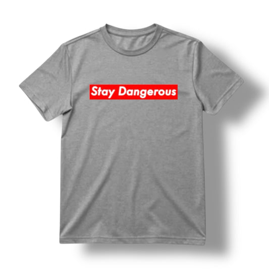 "STAY DANGEROUS" TEE (HEATHER GREY)