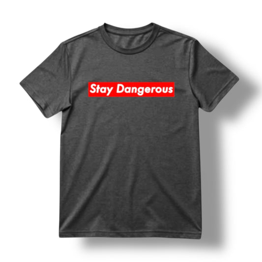 "STAY DANGEROUS" TEE (HEAVY METAL GREY)