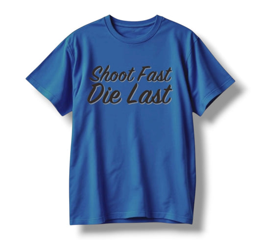 ((PRE-ORDER)) “SHOOT FAST” TEE (HEATHER BLUE)
