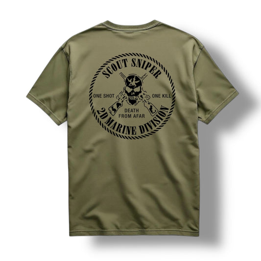 ((PRE-ORDER)) 2ND MAR DIV SNIPER TEE (MIL GREEN)