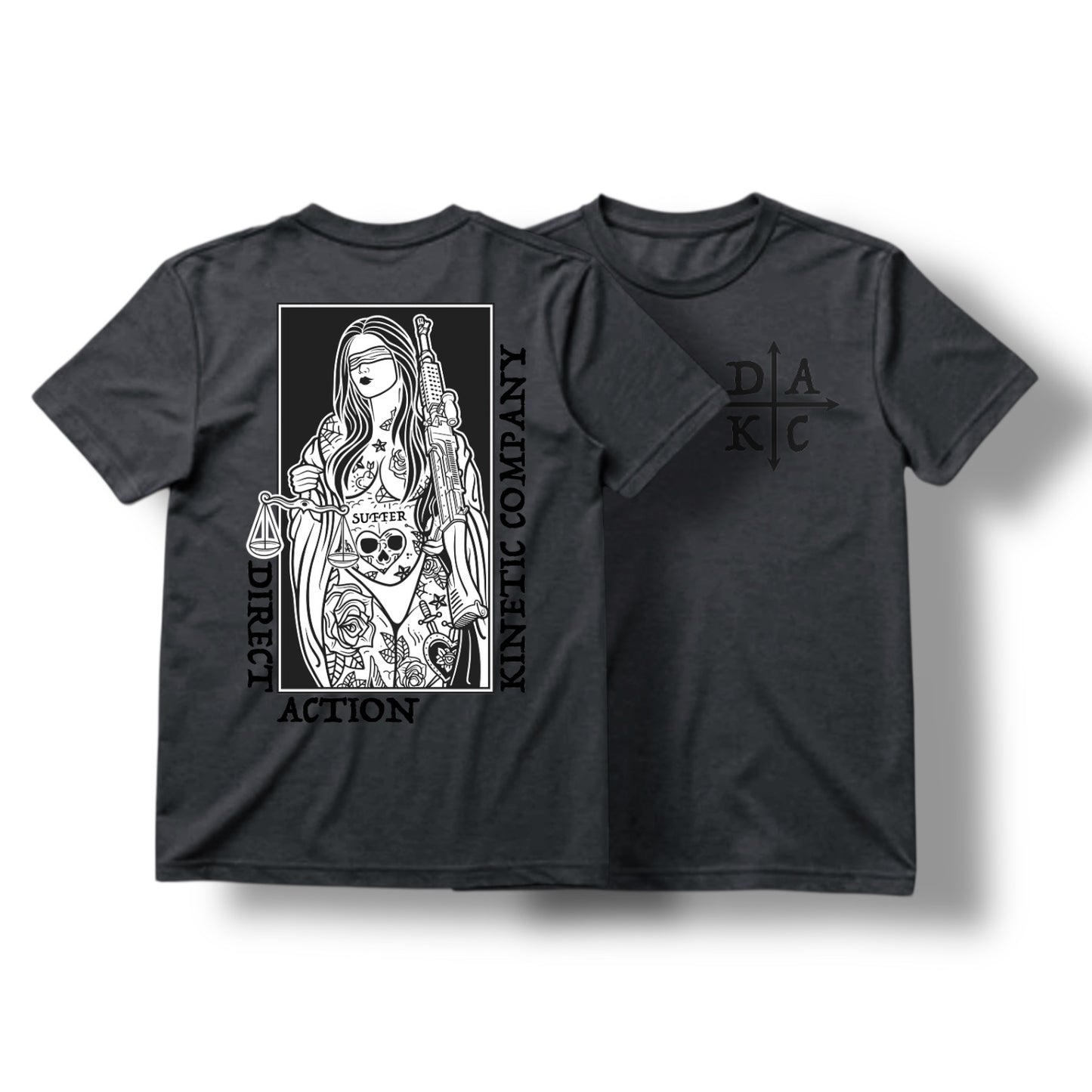 "BLIND JUSTICE" TEE (HEATHER CHARCOAL)