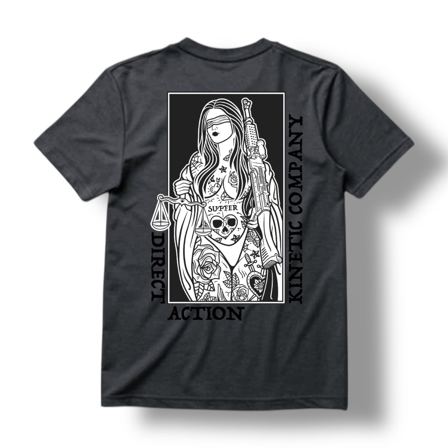 "BLIND JUSTICE" TEE (HEATHER CHARCOAL)