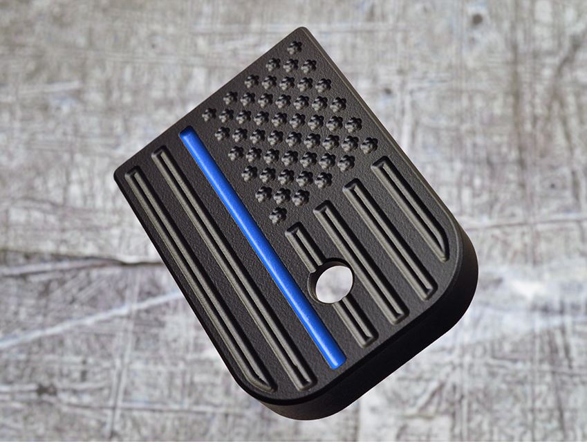 MILSPIN THIN BLUE LINE STAINLESS STEEL MAGAZINE BASE PLATE