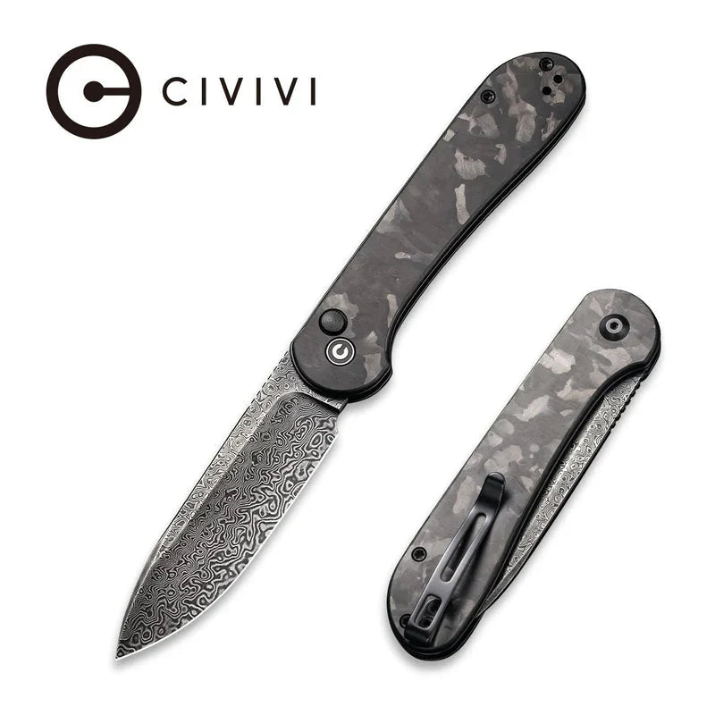 CIVIVI BUTTON LOCK ELEMENTUM POCKET KNIFE CARBON FIBER HANDLE
