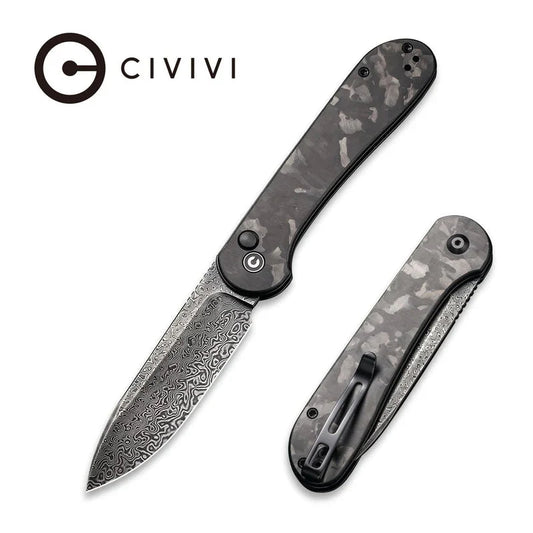 CIVIVI BUTTON LOCK ELEMENTUM POCKET KNIFE CARBON FIBER HANDLE