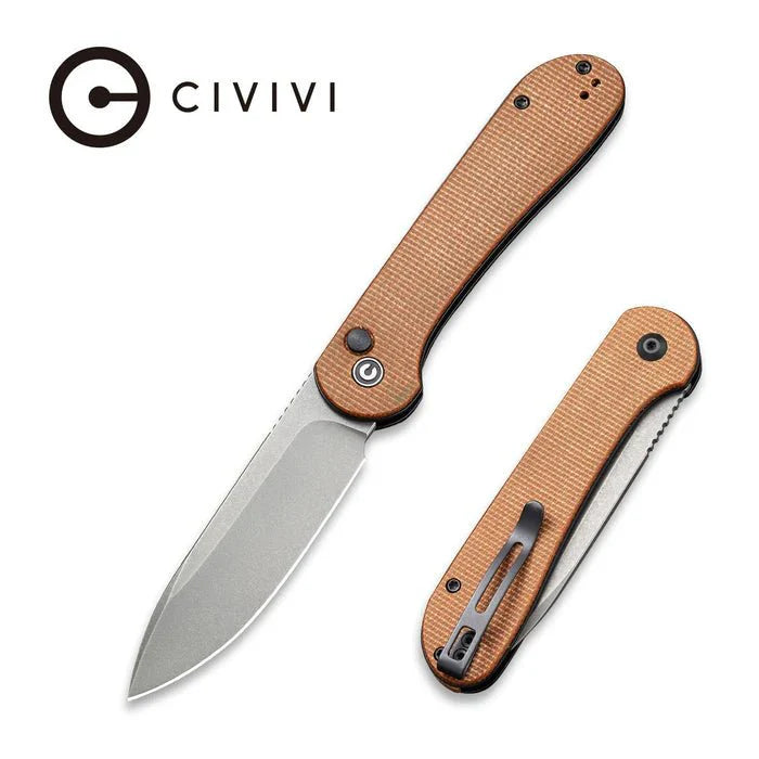 CIVIVI BUTTON LOCK ELEMENTUM POCKET KNIFE MICARTA HANDLE