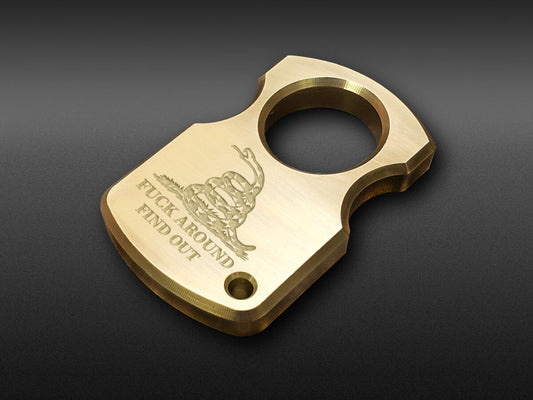 MILSPIN BRASS KNUCKLE F*CK AROUND FIND OUT SINGLE HOLE SOLID BRASS PAPERWEIGHT