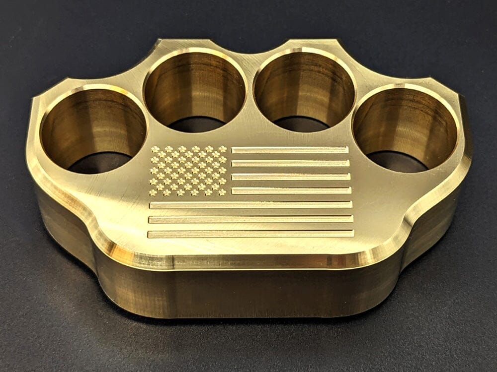 MILSPIN 2LB BRASS KNUCKLE USA FLAG PAPERWEIGHT