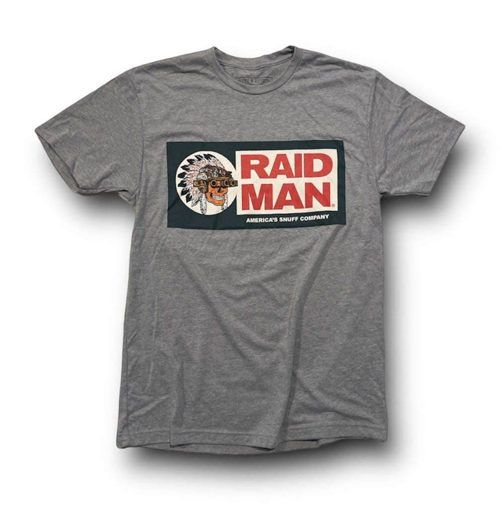 "RAID MAN" TEE (HEATHER GREY)