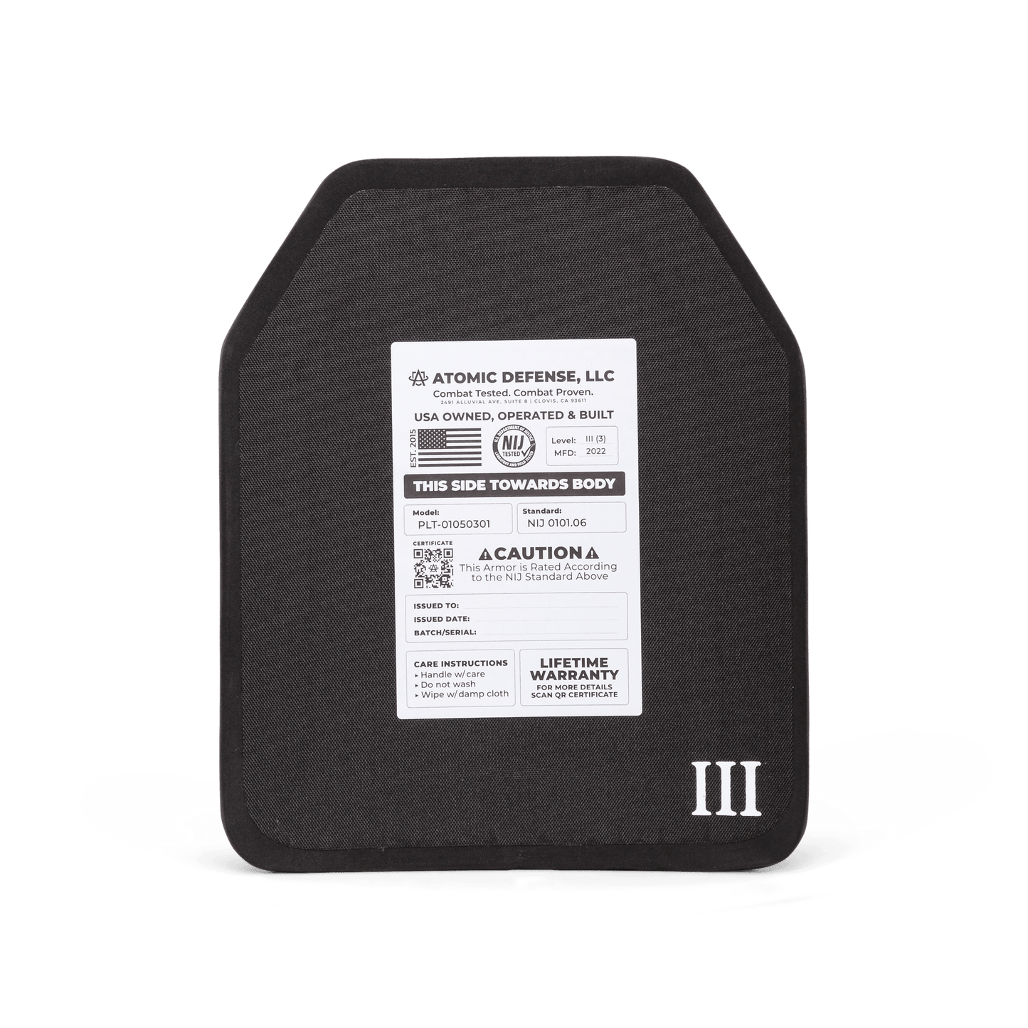 NIJ LEVEL III+ BODY ARMOR PLATE
