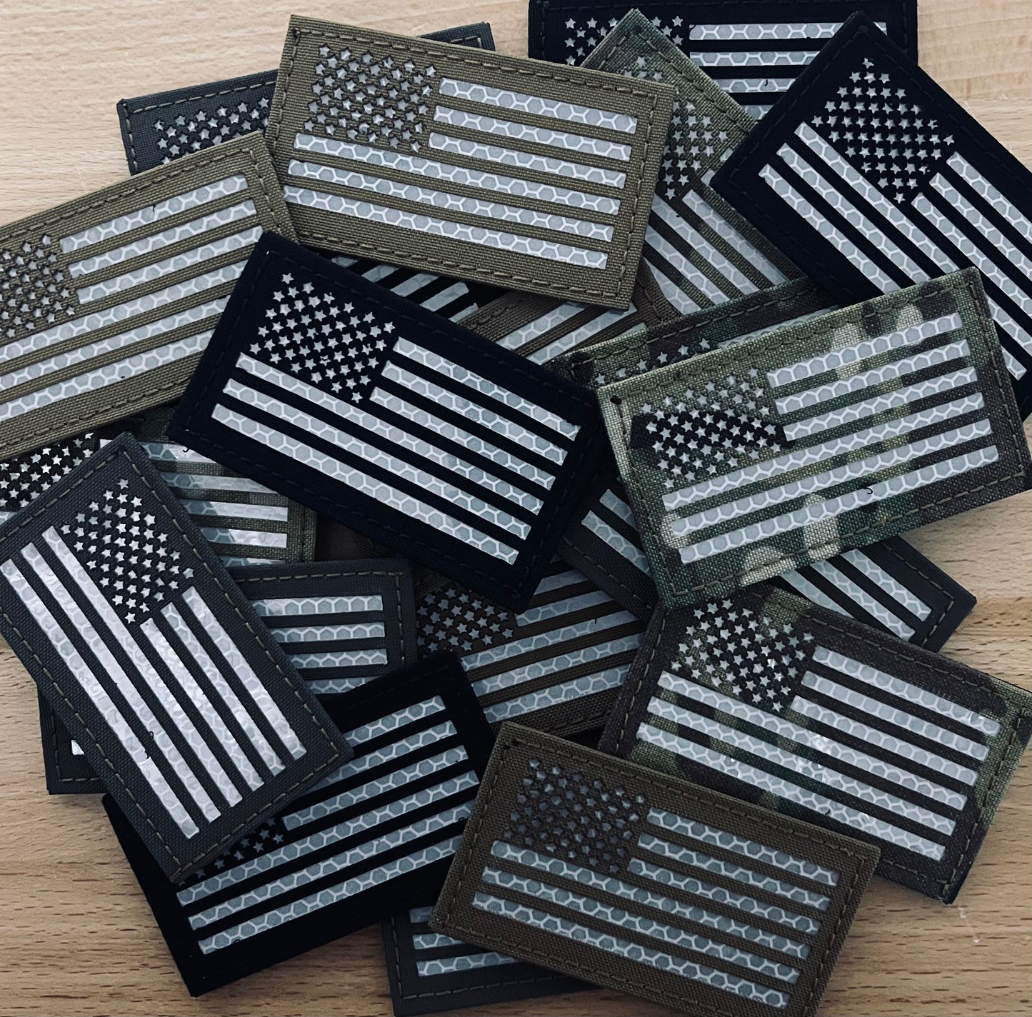 LASER CUT REFLECTIVE US FLAG PATCH (MULTI COLORS)