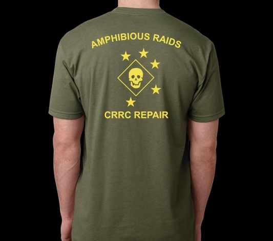 AMPHIB RAIDS CRRC REPAIR TEE (MIL GREEN W/ YELLOW PRINT)