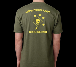 Amphib Raids CRRC Repair Tee (Mil Green W/ Yellow Print)