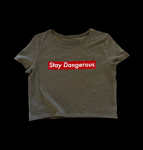 Direct Action "Stay Dangerous" Crop (Mil Green & Black)